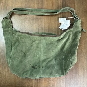 NWT FREE PEOPLE Roma Suede Tote Bag - Olive - read description